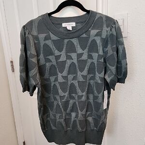 NWT Liz Claiborne Women's Sweater Top in Dark Green Pattern, OX